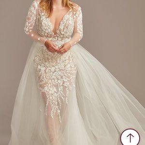 Floral Illusion Plus Size Bodysuit Wedding Dress
